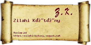 Zilahi Kötöny névjegykártya